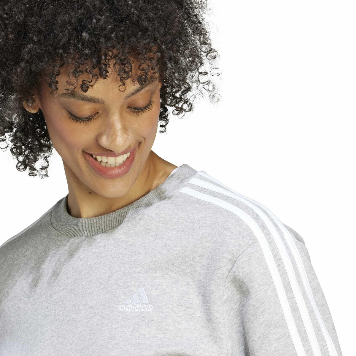 Adidas Womens Essentials 3 Stripes Fleece Sweatshirt 7766