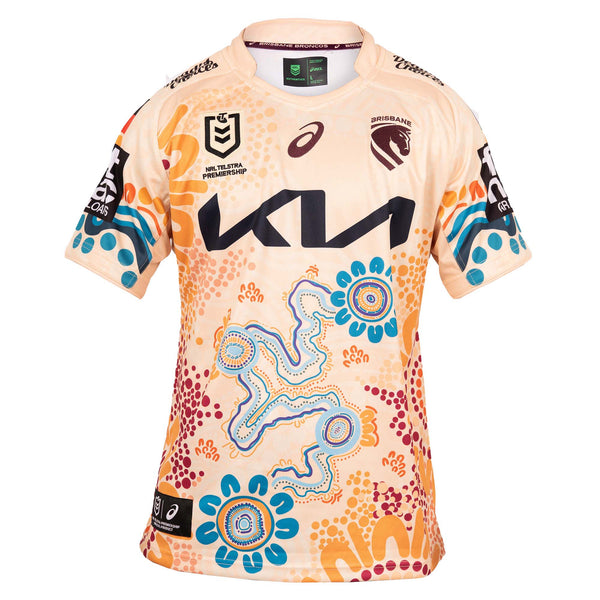 ウェア Brisbane Broncos NRL Asics Jersey M Asics Men's NRL Brisbane Broncos 2026 Replica Indigenous Jersey