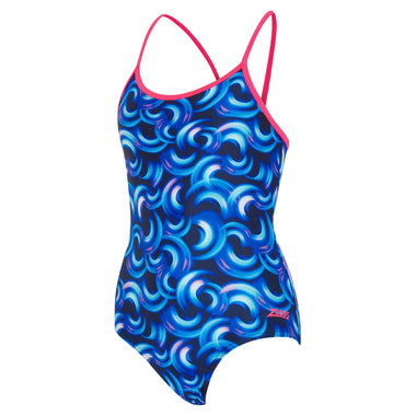 Girl's Geo Spiral Sprintback One Piece Swimsuit