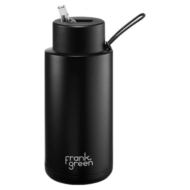 1L Stainless Steel Ceramic Reusable Straw Lid Water Bottle