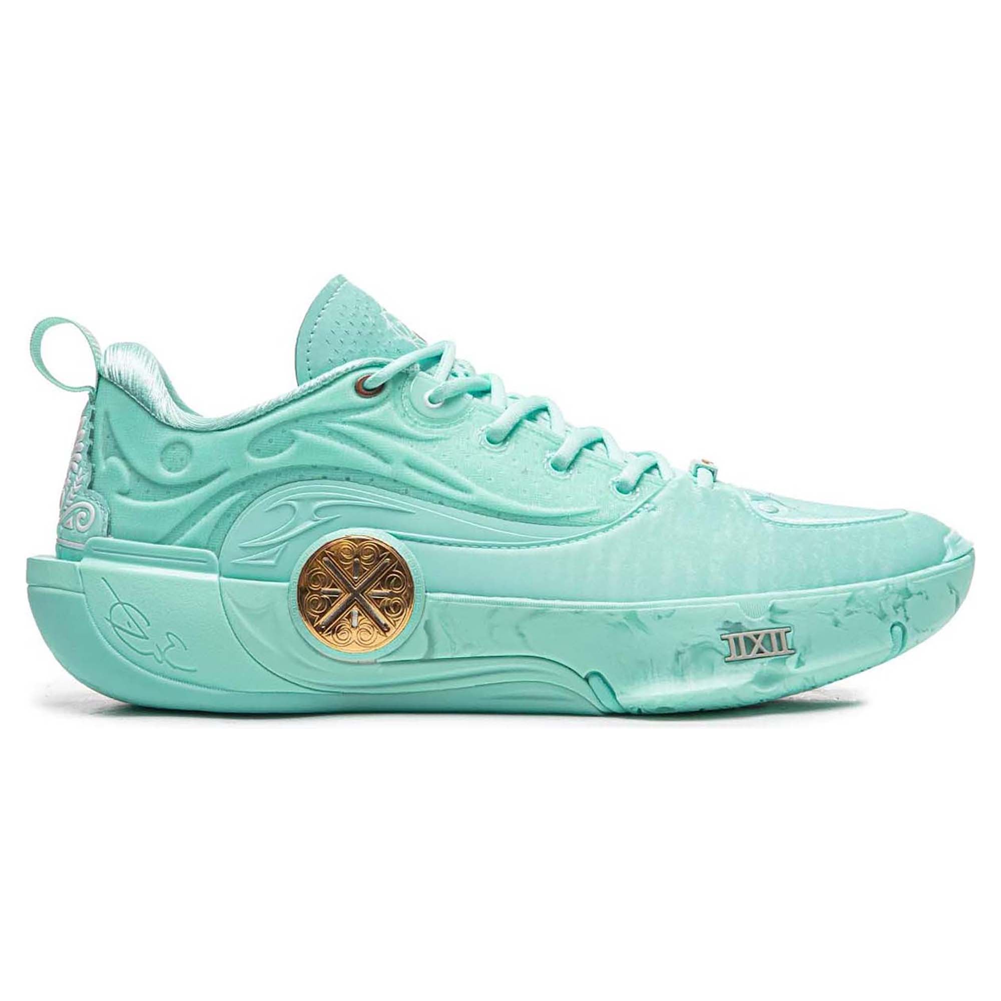 white and teal basketball shoes