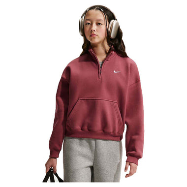 Girl's Sportswear Studio Fleece Oversized 1/4 Zip Sweatshirt