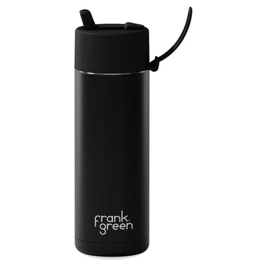 595ml 'Midnight' Stainless Steel Ceramic Reusable Flip Straw Lid Water Bottle