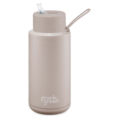 1L Stainless Steel Ceramic Reusable Straw Lid Water Bottle